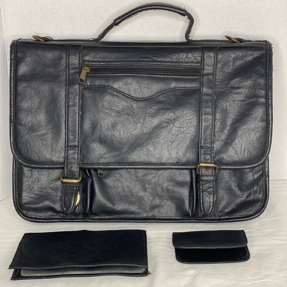 Vintage Leather Briefcase with bus. Card holders